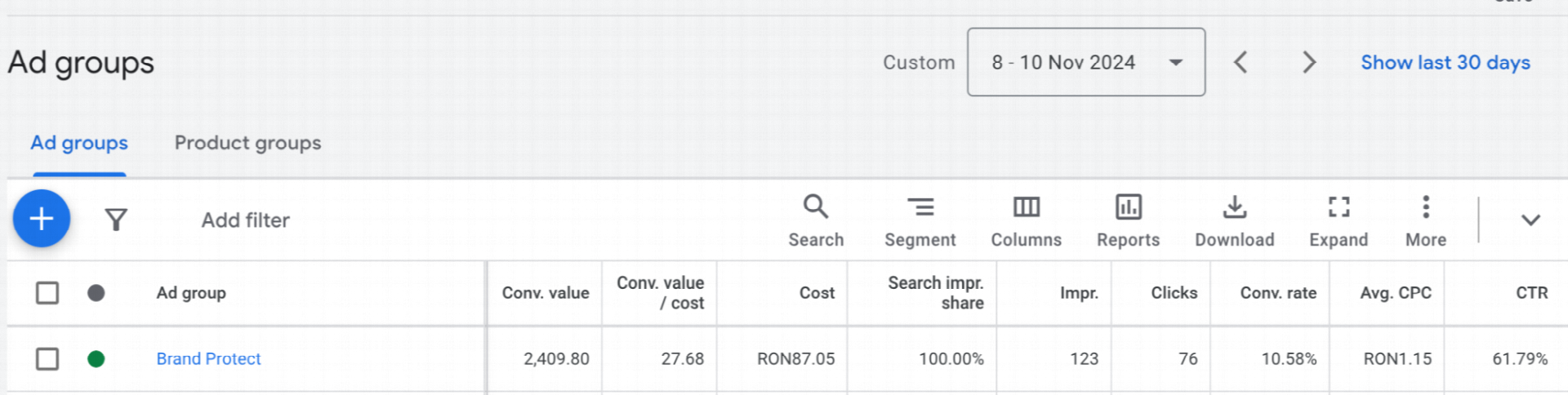 GA4 First-user Channel — client cu investitie in brand · Direct #1 (46,24%)