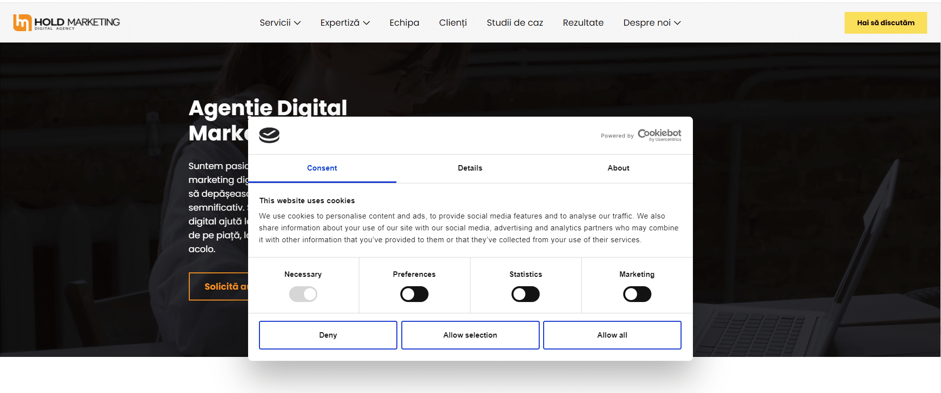 Screenshot Google Consent Mode v2 pe siteul Roweb Media